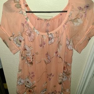 Peach floral blouse